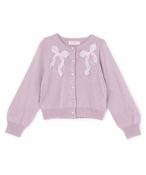 mezzo piano / メゾピアノ カーディガン・ボレロ | 【人気商品再入荷】【直営店で取り扱い無し】リボン　ラメニットカーディガン（ラベンダー）