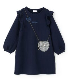 mezzo piano / メゾピアノ ミニ丈・ひざ丈ワンピース | 【人気商品再入荷】【直営店で取り扱い無し】キルトジャガード　ハートポシェット風ワンピース