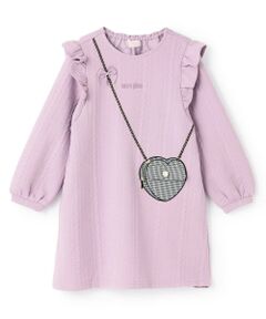 mezzo piano / メゾピアノ ミニ丈・ひざ丈ワンピース | 【人気商品再入荷】【直営店で取り扱い無し】キルトジャガード　ハートポシェット風ワンピース