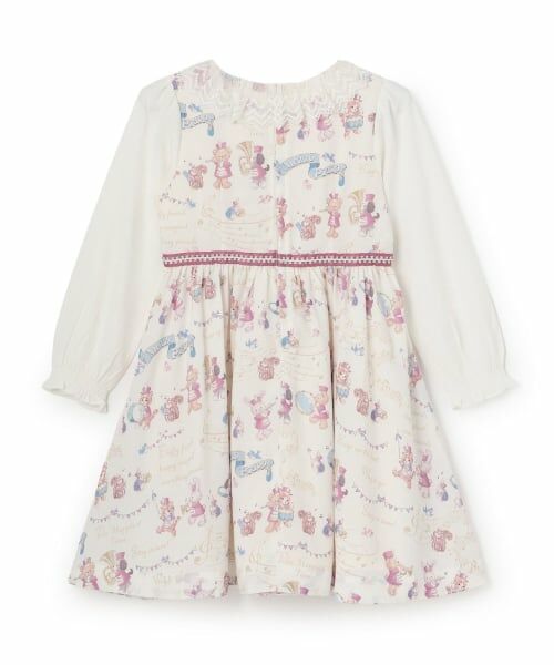 mezzo piano / メゾピアノ ミニ丈・ひざ丈ワンピース | 【人気商品再入荷】【直営店で取り扱い無し】鼓笛隊柄　ドッキングワンピース | 詳細1