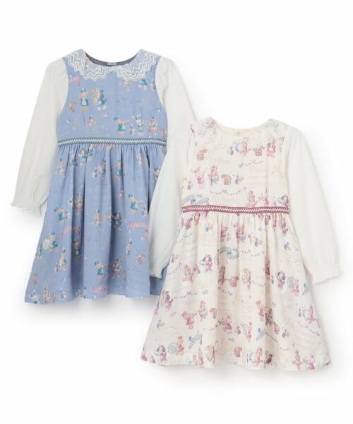 mezzo piano / メゾピアノ ミニ丈・ひざ丈ワンピース | 【人気商品再入荷】【直営店で取り扱い無し】鼓笛隊柄　ドッキングワンピース | 詳細10