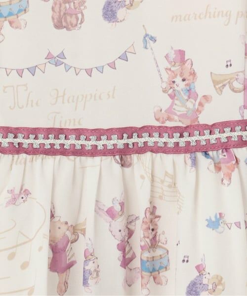 mezzo piano / メゾピアノ ミニ丈・ひざ丈ワンピース | 【人気商品再入荷】【直営店で取り扱い無し】鼓笛隊柄　ドッキングワンピース | 詳細3