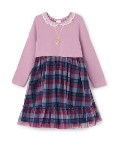 mezzo piano / メゾピアノ ミニ丈・ひざ丈ワンピース | 【人気商品再入荷】【直営店で取り扱い無し】チェックチュール　ドッキングワンピース