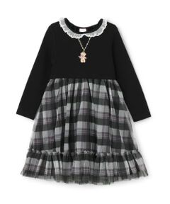 【人気商品再入荷】【直営店で取り扱い無し】チェックチュール　ドッキングワンピース