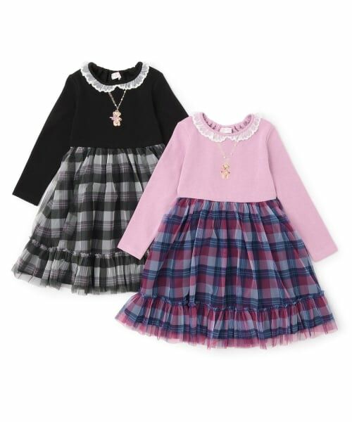 mezzo piano / メゾピアノ ミニ丈・ひざ丈ワンピース | 【人気商品再入荷】【直営店で取り扱い無し】チェックチュール　ドッキングワンピース | 詳細10