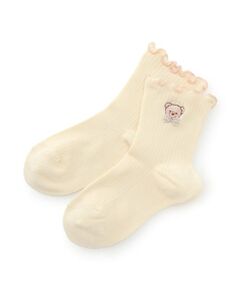 mezzo piano / メゾピアノ ソックス | 【人気商品再入荷】【直営店で取り扱い無し】クマ刺しゅう　リブソックス
