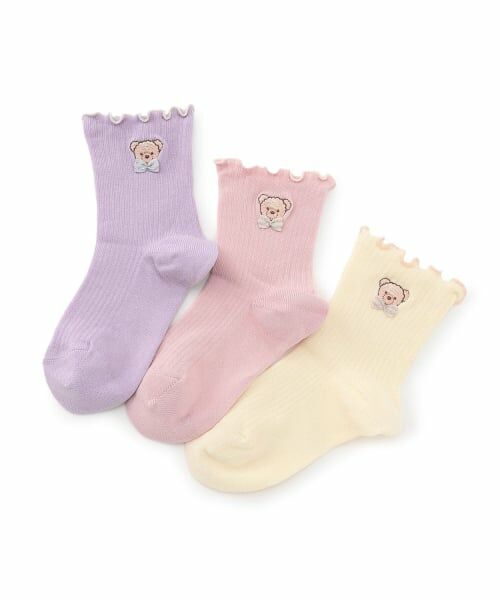 mezzo piano / メゾピアノ ソックス | 【人気商品再入荷】【直営店で取り扱い無し】クマ刺しゅう　リブソックス | 詳細2