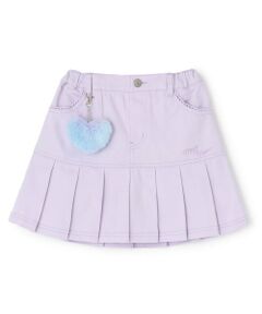 mezzo piano / メゾピアノ ショート・ハーフ・半端丈パンツ | 【人気商品再入荷】【直営店で取り扱い無し】フェイクファーチャームつき　裾プリーツスカパン