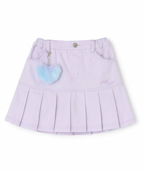 mezzo piano / メゾピアノ ショート・ハーフ・半端丈パンツ | 【人気商品再入荷】【直営店で取り扱い無し】フェイクファーチャームつき　裾プリーツスカパン（ラベンダー）