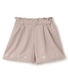 mezzo piano / メゾピアノ ショート・ハーフ・半端丈パンツ | 【人気商品再入荷】【直営店で取り扱い無し】プチフール刺しゅう　タックキュロットスカート