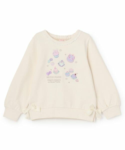 mezzo piano / メゾピアノ スウェット | 【人気商品再入荷】【直営店で取り扱い無し】プチフール刺しゅう　トレーナー（オフ ホワイト）