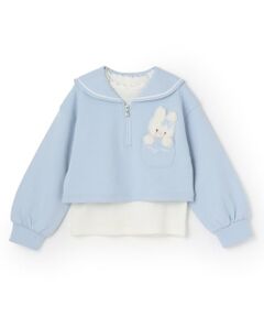 mezzo piano / メゾピアノ スウェット | 【人気商品再入荷】【直営店で取り扱い無し】短丈セーラープルオーバー＆長袖プチハイネックセット