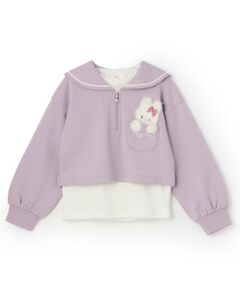 mezzo piano / メゾピアノ スウェット | 【人気商品再入荷】【直営店で取り扱い無し】短丈セーラープルオーバー＆長袖プチハイネックセット