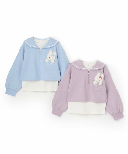 mezzo piano / メゾピアノ スウェット | 【人気商品再入荷】【直営店で取り扱い無し】短丈セーラープルオーバー＆長袖プチハイネックセット | 詳細13