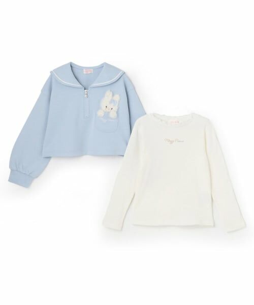 mezzo piano / メゾピアノ スウェット | 【人気商品再入荷】【直営店で取り扱い無し】短丈セーラープルオーバー＆長袖プチハイネックセット | 詳細2