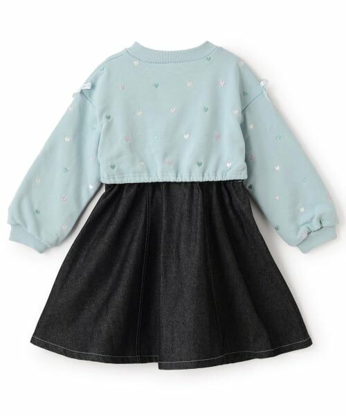 mezzo piano / メゾピアノ ミニ丈・ひざ丈ワンピース | 【人気商品再入荷】【直営店で取り扱い無し】プチハート刺しゅう　ドッキングワンピース | 詳細1