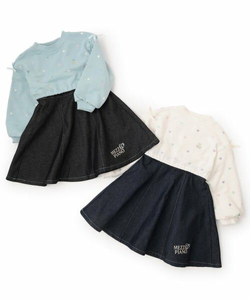 mezzo piano / メゾピアノ ミニ丈・ひざ丈ワンピース | 【人気商品再入荷】【直営店で取り扱い無し】プチハート刺しゅう　ドッキングワンピース | 詳細13