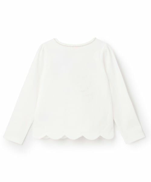 mezzo piano / メゾピアノ Tシャツ | 【人気商品再入荷】【直営店で取り扱い無し】リボンイッパイ裾スカラップ長袖Tシャツ | 詳細1