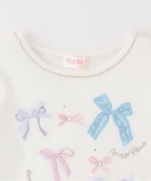 mezzo piano / メゾピアノ Tシャツ | 【人気商品再入荷】【直営店で取り扱い無し】リボンイッパイ裾スカラップ長袖Tシャツ | 詳細2