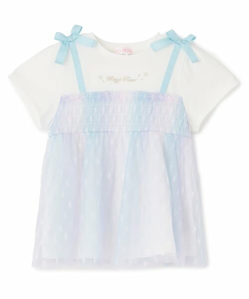 mezzo piano / メゾピアノ その他トップス | 【人気商品再入荷】【直営店で取り扱い無し】グラデーション星チュール　チュニック（ブルー）