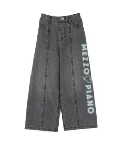 mezzo piano / メゾピアノ その他パンツ | ロゴペイント　ワイドデニムパンツ