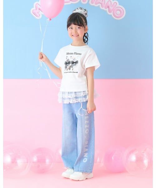 mezzo piano / メゾピアノ その他パンツ | ロゴペイント　ワイドデニムパンツ | 詳細13