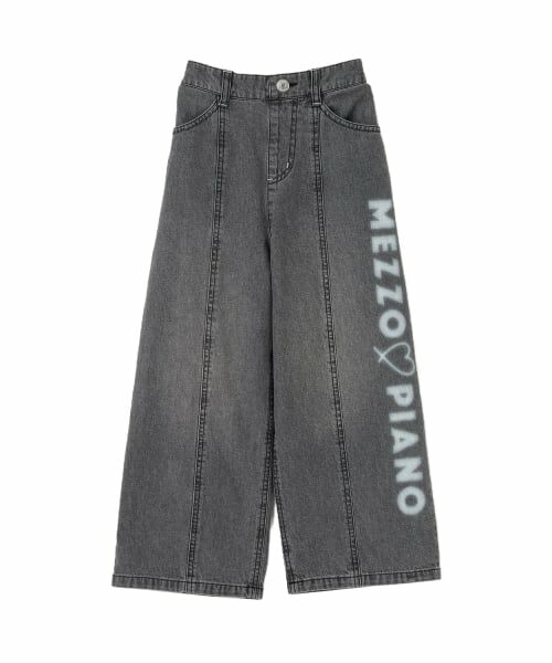 mezzo piano / メゾピアノ その他パンツ | ロゴペイント　ワイドデニムパンツ（グレー）