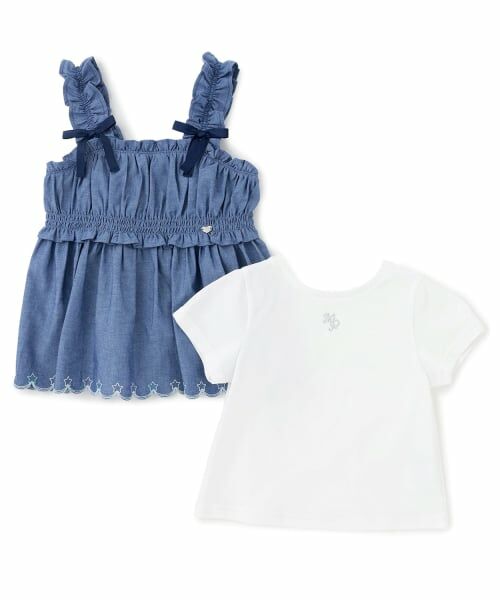 mezzo piano / メゾピアノ その他トップス | カットワーク刺しゅうチュニック　半袖Tシャツセット | 詳細2