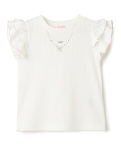 mezzo piano / メゾピアノ Tシャツ | ネックレス刺しゅう　2wayテレコTシャツ