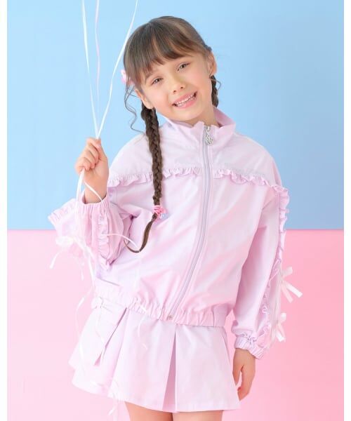 mezzo piano / メゾピアノ ブルゾン | フリルリボンライン ブルゾン(ピンク)