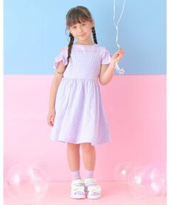 mezzo piano / メゾピアノ ミニ丈・ひざ丈ワンピース | 肩開き半袖Tシャツ＆星キャミワンピースセット