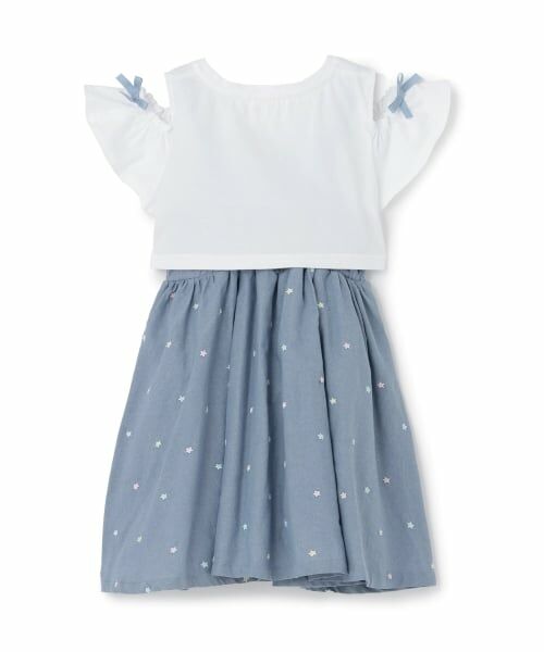 mezzo piano / メゾピアノ ミニ丈・ひざ丈ワンピース | 肩開き半袖Tシャツ＆星キャミワンピースセット | 詳細1