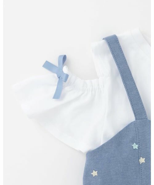 mezzo piano / メゾピアノ ミニ丈・ひざ丈ワンピース | 肩開き半袖Tシャツ＆星キャミワンピースセット | 詳細10