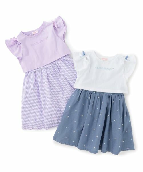 mezzo piano / メゾピアノ ミニ丈・ひざ丈ワンピース | 肩開き半袖Tシャツ＆星キャミワンピースセット | 詳細16