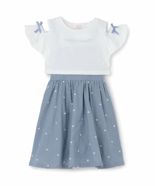 mezzo piano / メゾピアノ ミニ丈・ひざ丈ワンピース | 肩開き半袖Tシャツ＆星キャミワンピースセット | 詳細19