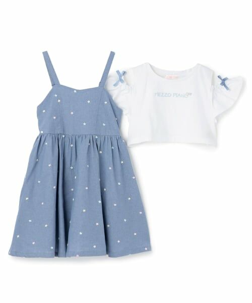 mezzo piano / メゾピアノ ミニ丈・ひざ丈ワンピース | 肩開き半袖Tシャツ＆星キャミワンピースセット | 詳細2