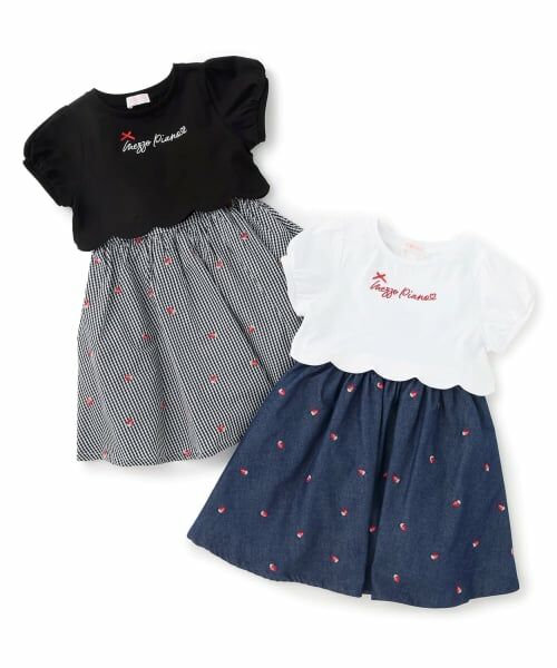 mezzo piano / メゾピアノ ミニ丈・ひざ丈ワンピース | 裾スカラップ半袖Tシャツ＆イチゴキャミワンピースセット | 詳細14