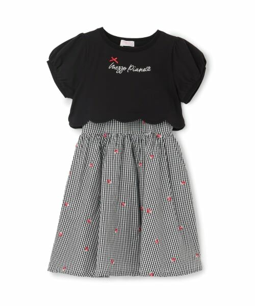 mezzo piano / メゾピアノ ミニ丈・ひざ丈ワンピース | 裾スカラップ半袖Tシャツ＆イチゴキャミワンピースセット | 詳細18