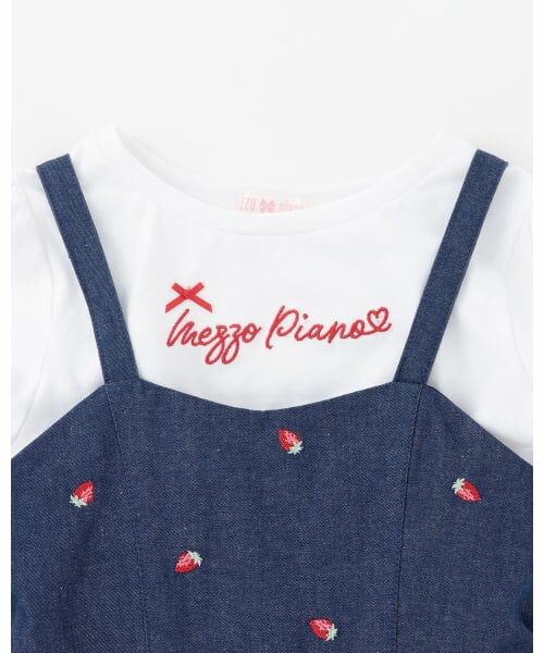 mezzo piano / メゾピアノ ミニ丈・ひざ丈ワンピース | 裾スカラップ半袖Tシャツ＆イチゴキャミワンピースセット | 詳細3