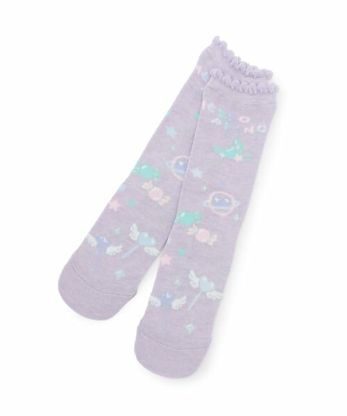 mezzo piano / メゾピアノ ソックス | 宇宙柄クルーソックス【日本製】（ラベンダー）