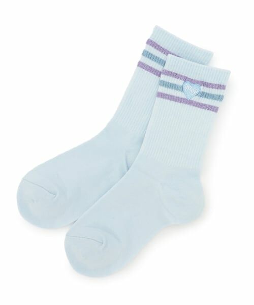 mezzo piano / メゾピアノ ソックス | ライン入り　ソックス【日本製】（サックス）