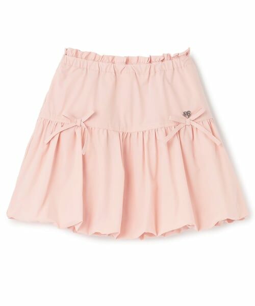 mezzo piano / メゾピアノ ミニ・ひざ丈スカート | ☆彡リボン バルーンスカート(ピンク)