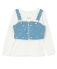 mezzo piano / メゾピアノ その他トップス | 【人気商品再入荷】【直営店で取り扱い無し】リボン刺しゅうビスチェ＆長袖Tシャツセット