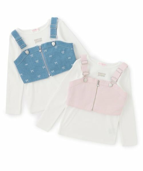 mezzo piano / メゾピアノ その他トップス | 【人気商品再入荷】【直営店で取り扱い無し】リボン刺しゅうビスチェ＆長袖Tシャツセット | 詳細13