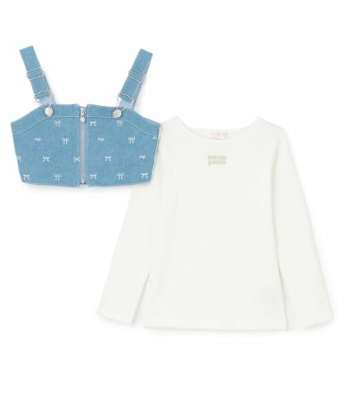 mezzo piano / メゾピアノ その他トップス | 【人気商品再入荷】【直営店で取り扱い無し】リボン刺しゅうビスチェ＆長袖Tシャツセット | 詳細2