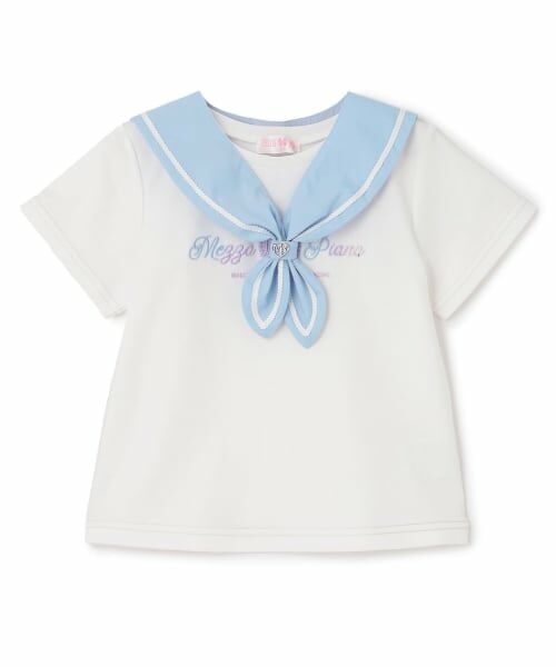 mezzo piano / メゾピアノ Tシャツ | 【人気商品再入荷】【直営店で取り扱い無し】セーラーカラー 半袖Tシャツ(オフ ホワイト)