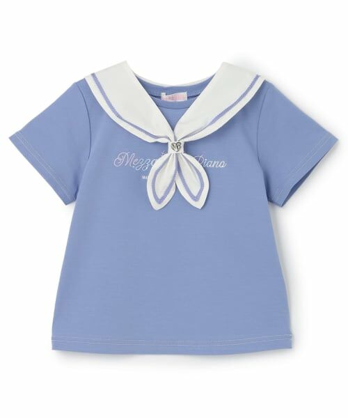 mezzo piano / メゾピアノ Tシャツ | 【人気商品再入荷】【直営店で取り扱い無し】セーラーカラー 半袖Tシャツ(ブルー)