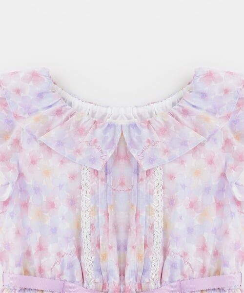 mezzo piano / メゾピアノ ミニ丈・ひざ丈ワンピース | 【人気商品再入荷】【直営店で取り扱い無し】水彩花柄プリント　ワンピース | 詳細2