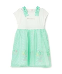 mezzo piano / メゾピアノ ミニ丈・ひざ丈ワンピース | 【人気商品再入荷】【直営店で取り扱い無し】シャーベット刺しゅう　ドッキングワンピース