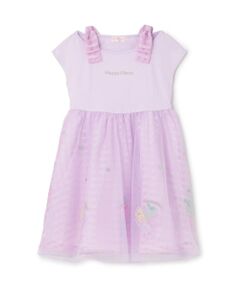 mezzo piano / メゾピアノ ミニ丈・ひざ丈ワンピース | 【人気商品再入荷】【直営店で取り扱い無し】シャーベット刺しゅう　ドッキングワンピース